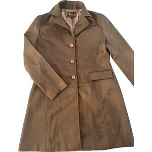 Mastina Coat Womens 40 Brown Mid Length Single Breasted Classic Lined Overcoat
